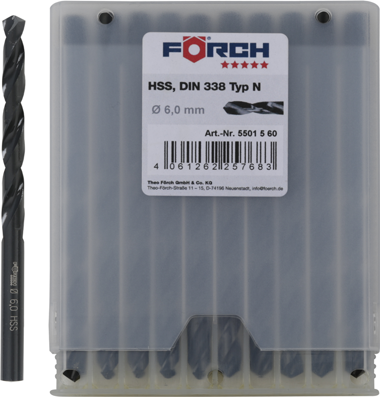 Спиральные свёрла DIN 338 HSS, нарезанные FÖRCH 5* - СПИР СВ 338 HSS НАБУР 1,0 5*